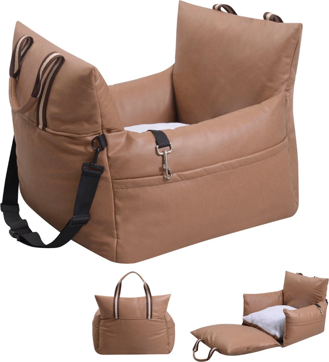 Luxe Hondenmand Auto – Mocha – Reisbench Hond – Automand Hond – Waterbestendig En Inclusief Gordel – Heerlijk Comfortabel 1 Luxe Hondenmand Auto – Mocha – Reisbench Hond – Automand Hond – Waterbestendig En Inclusief Gordel – Heerlijk Comfortabel