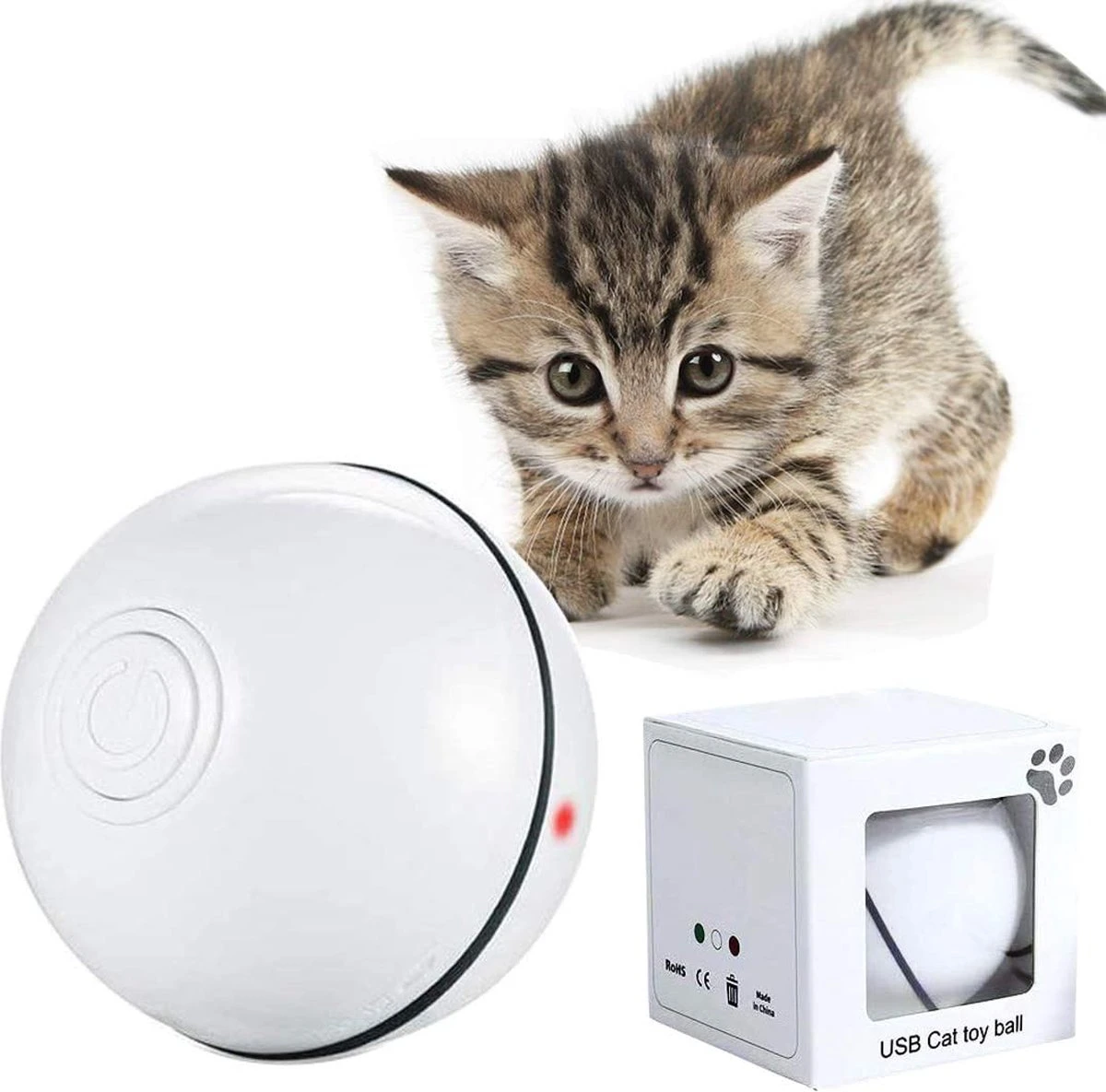 Speelgoed Kat/Hond – Interactief Rollende Bal – Led – USB – Blauw 1 Speelgoed Kat/Hond – Interactief Rollende Bal – Led – USB – Blauw