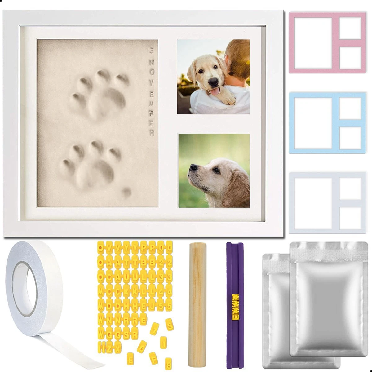 PIXETOOL Fotolijst Kleiafdruk – Gipsafdruk – Pootafdruk Hond – Puppy Speelgoed – Cadeau Voor Man – Cadeau Voor Vrouw – 3D Collage – 54 Extra Letters 1 PIXETOOL Fotolijst Kleiafdruk – Gipsafdruk – Pootafdruk Hond – Puppy Speelgoed – Cadeau Voor Man – Cadeau Voor Vrouw – 3D Collage – 54 Extra Letters