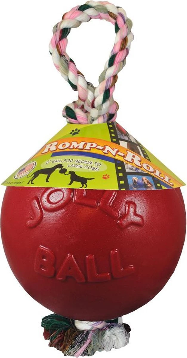 Jolly Ball Romp-n-Roll – Honden Speelbal Met Frisse Geur – Hondenspeelgoed Met Stevig Trektouw – Rood – Ø 20 Cm 1 Jolly Ball Romp-n-Roll – Honden Speelbal Met Frisse Geur – Hondenspeelgoed Met Stevig Trektouw – Rood – Ø 20 Cm