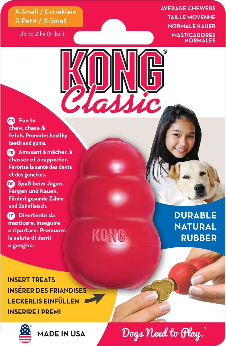 Hondenspeelgoed – Kong Classic Rubber – Kleur: Rood – Maat: Extra Small Voor Honden Tot 2 Kg. 1 Hondenspeelgoed – Kong Classic Rubber – Kleur: Rood – Maat: Extra Small Voor Honden Tot 2 Kg.