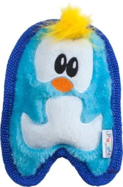 Stevige Knuffel Voor Kleine Honden Met Jumbo Pieper – Outward Hound Invincibles – Chicky Geel / Penguin Blauw Of Puppy Bruin – Penguin Blauw