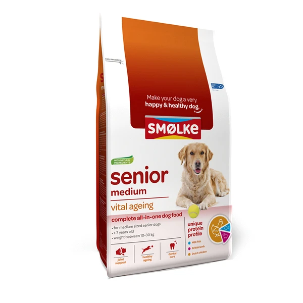 Smolke Senior Medium Kip&Lam&Vis Hondenvoer 3 Kg 1 Smolke Senior Medium Kip&Lam&Vis Hondenvoer 3 Kg