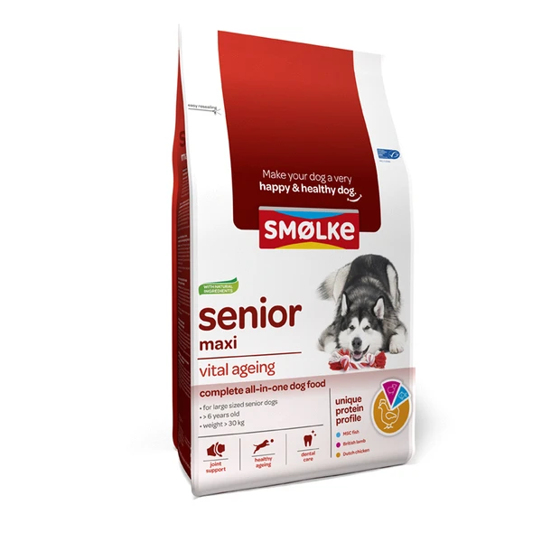 Smolke Senior Maxi Kip&Lam&Vis Hondenvoer 3 Kg 1 Smolke Senior Maxi Kip&Lam&Vis Hondenvoer 3 Kg