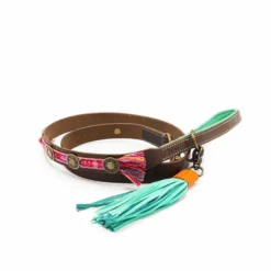 DWAM Looplijn Boho Rosa S Bruin&Roze Hondenriem 135x1.6 Cm