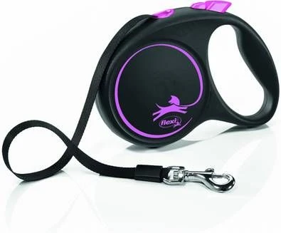 Flexi Black Design Tape M 5 M Hondenriem Pink&Zwart 1 Flexi Black Design Tape M 5 M Hondenriem Pink&Zwart