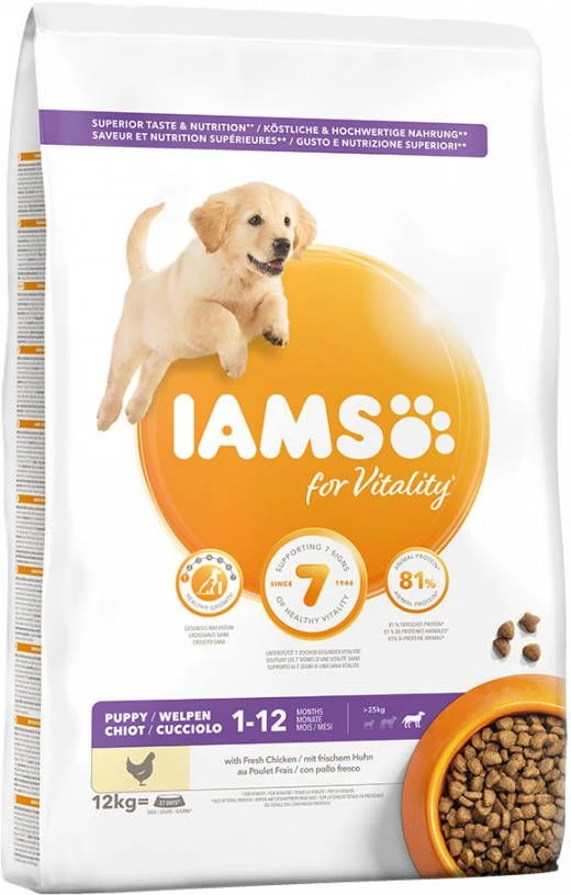 Iams 2x12kg For Vitality Dog Puppy & Junior Large Kip Hondenvoer 7 Iams 2x12kg For Vitality Dog Puppy & Junior Large Kip Hondenvoer - Afbeelding 7