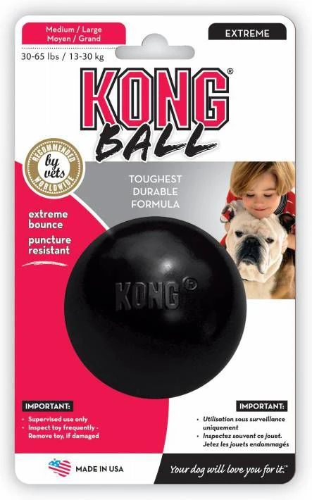 Kong Speeltje Rubber Bal Extreme Zwart Hondenspeelgoed Medium/Large 1 Kong Speeltje Rubber Bal Extreme Zwart Hondenspeelgoed Medium/Large