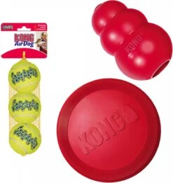Kong Voordeelpakket Frisbee, Classic, Tennisballen Medium(Frisbee, Classic M, Tennisballen M 3 Stuks ) -Huisdierbenodigdheden kong voordeelpakket frisbee classic tennisballen smallfrisbee classic s tennisballen m 3 stuks 11645
