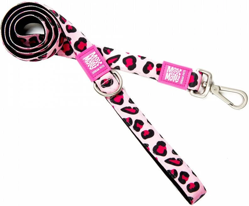 Max & Molly Korte Lijn Leopard Pink120cm Lang 10mm Breed 2 Max & Molly Korte Lijn Leopard Pink120cm Lang 10mm Breed - Afbeelding 2