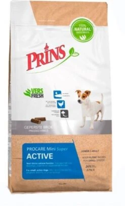 Prins ProCare Mini Super Active Hondenvoer 3 Kg + Gratis Prins NatureCare Worst -Huisdierbenodigdheden prins procare mini super active 3 kg 45716