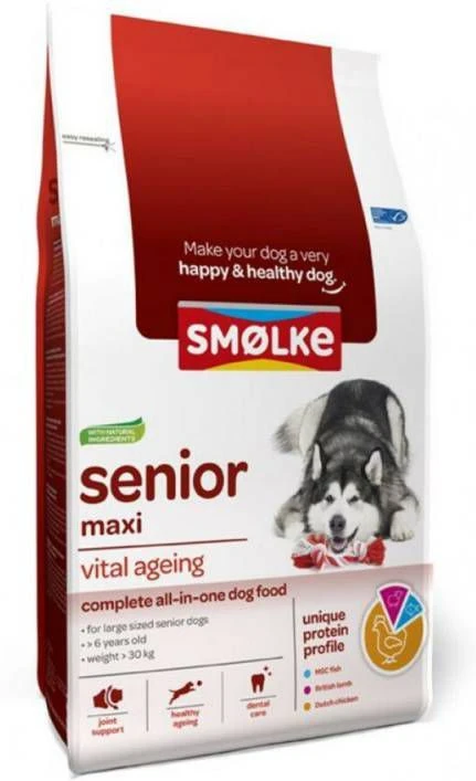Smolke Senior Maxi Kip&Lam&Vis Hondenvoer 3 Kg 4 Smolke Senior Maxi Kip&Lam&Vis Hondenvoer 3 Kg - Afbeelding 4