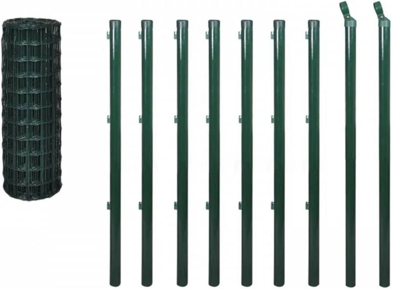 VidaXL Euro Hek 10x1, 2 M Staal Groen 2 VidaXL Euro Hek 10x1, 2 M Staal Groen - Afbeelding 2