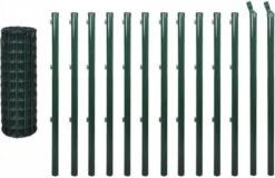 VidaXL Euro Hek 25x1, 5 M Staal Groen -Huisdierbenodigdheden vidaxl euro hek 25x15 m staal groen 82538