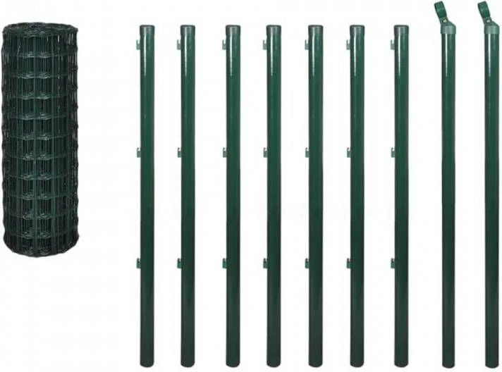 VidaXL Euro Hek 10x1, 5 M Staal Groen 2 VidaXL Euro Hek 10x1, 5 M Staal Groen - Afbeelding 2