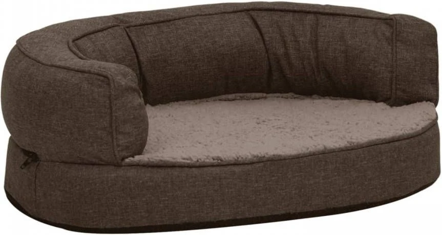 VidaXL Hondenbed Ergonomisch Linnen Look 60x42 Cm Fleece Bruin 2 VidaXL Hondenbed Ergonomisch Linnen Look 60x42 Cm Fleece Bruin - Afbeelding 2