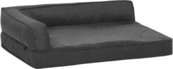 VidaXL Hondenbed Ergonomisch Linnen Look 75x53 Cm Fleece Donkergrijs