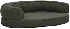 VidaXL Hondenbed Ergonomisch Linnen Look 75x53 Cm Fleece Donkergrijs