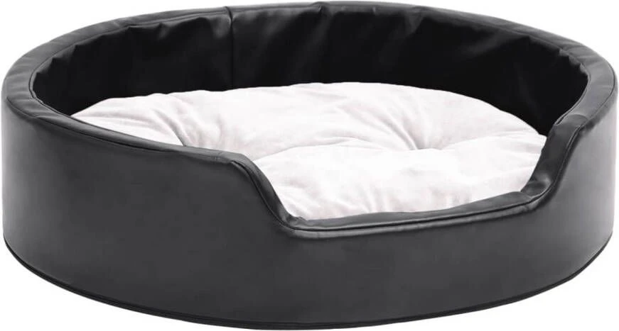 VidaXL Hondenmand 69x59x19 Cm Pluche En Kunstleer Zwart En Beige 3 VidaXL Hondenmand 69x59x19 Cm Pluche En Kunstleer Zwart En Beige - Afbeelding 3