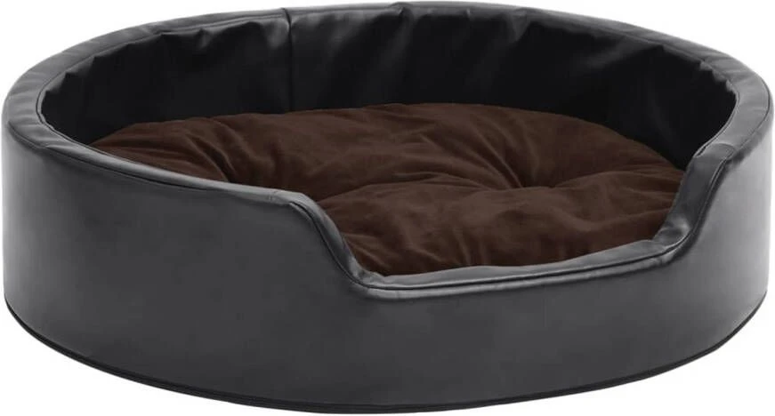 VidaXL Hondenmand 69x59x19 Cm Pluche En Kunstleer Zwart En Bruin 3 VidaXL Hondenmand 69x59x19 Cm Pluche En Kunstleer Zwart En Bruin - Afbeelding 3