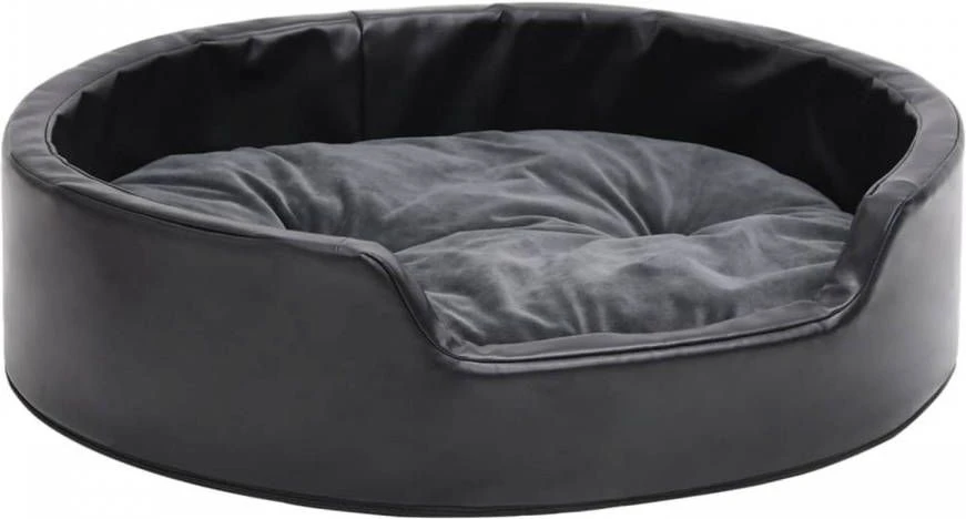 VidaXL Hondenmand 69x59x19 Cm Pluche En Kunstleer Zwart En Donkergrijs 3 VidaXL Hondenmand 69x59x19 Cm Pluche En Kunstleer Zwart En Donkergrijs - Afbeelding 3