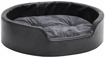 VidaXL Hondenmand 69x59x19 Cm Pluche En Kunstleer Zwart En Donkergrijs 1 VidaXL Hondenmand 69x59x19 Cm Pluche En Kunstleer Zwart En Donkergrijs