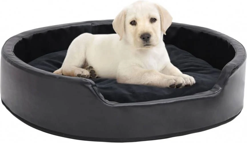 VidaXL Hondenmand 79x70x19 Cm Pluche En Kunstleer Zwart 2 VidaXL Hondenmand 79x70x19 Cm Pluche En Kunstleer Zwart - Afbeelding 2