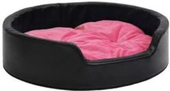 Voorkant 25 VidaXL Hondenmand 79x70x19 Cm Pluche En Kunstleer Zwart En Roze