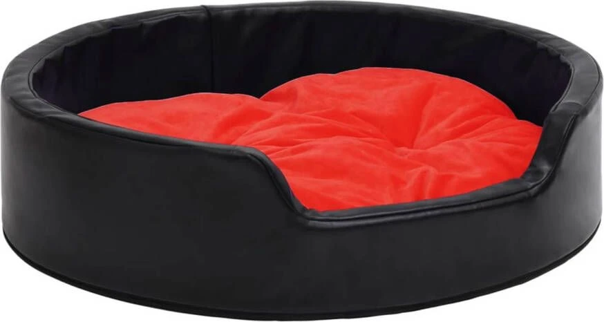 VidaXL Hondenmand 90x79x20 Cm Pluche En Kunstleer Zwart En Rood 3 VidaXL Hondenmand 90x79x20 Cm Pluche En Kunstleer Zwart En Rood - Afbeelding 3