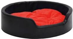 VidaXL Hondenmand 90x79x20 Cm Pluche En Kunstleer Zwart En Rood