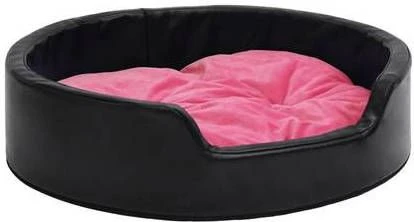 VidaXL Hondenmand 90x79x20 Cm Pluche En Kunstleer Zwart En Roze 1 VidaXL Hondenmand 90x79x20 Cm Pluche En Kunstleer Zwart En Roze