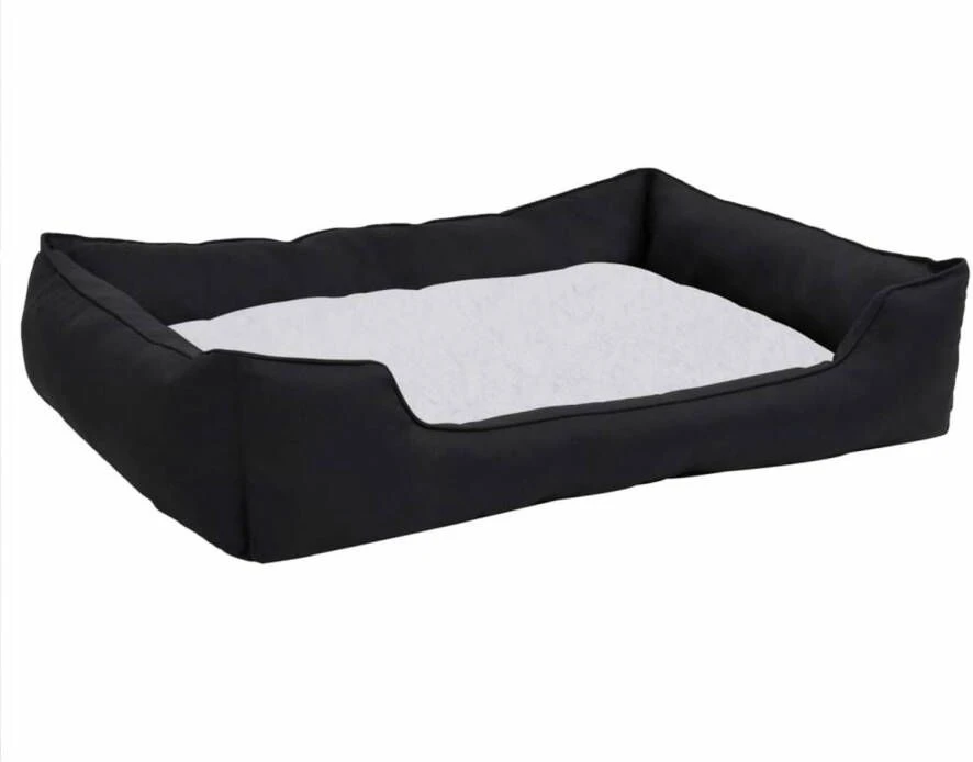 VidaXL Hondenmand Linnen Look 65x50x20 Cm Fleece Zwart En Wit 1 VidaXL Hondenmand Linnen Look 65x50x20 Cm Fleece Zwart En Wit