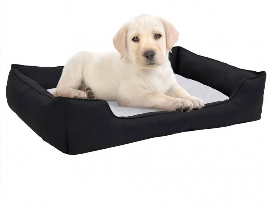 VidaXL Hondenmand Linnen Look 65x50x20 Cm Fleece Zwart En Wit 2 VidaXL Hondenmand Linnen Look 65x50x20 Cm Fleece Zwart En Wit - Afbeelding 2