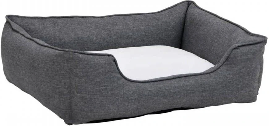 VidaXL Hondenmand Linnen Look 85, 5x70x23 Cm Fleece Grijs En Wit 1 VidaXL Hondenmand Linnen Look 85, 5x70x23 Cm Fleece Grijs En Wit