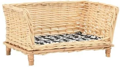 VidaXL Hondenmand Met Kussen 50x33x30 Cm Natuurlijk Wilgen 1 VidaXL Hondenmand Met Kussen 50x33x30 Cm Natuurlijk Wilgen