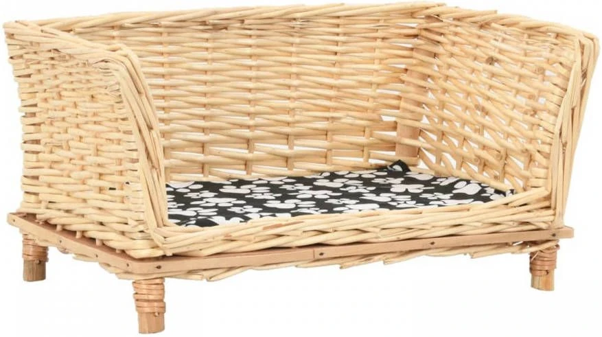 VidaXL Hondenmand Met Kussen 50x33x30 Cm Natuurlijk Wilgen 2 VidaXL Hondenmand Met Kussen 50x33x30 Cm Natuurlijk Wilgen - Afbeelding 2