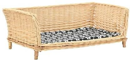 VidaXL Hondenmand Met Kussen 90x54x35 Cm Natuurlijk Wilgen 1 VidaXL Hondenmand Met Kussen 90x54x35 Cm Natuurlijk Wilgen